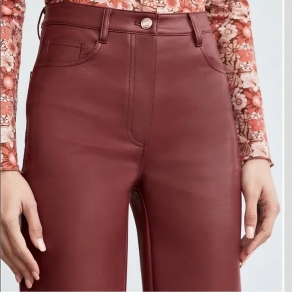 Wilfred The Melina™ Super High-Rise Pant Vegan Leather Burgundy Red- 16 - Picture 4 of 15